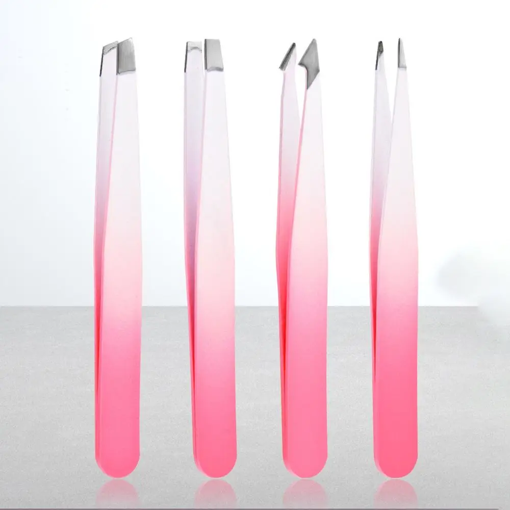 Pince à sourcils colorée épilation en acier inoxydable pointe de bouche Oblique polyvalente visage épilation outil de maquillage maquillage