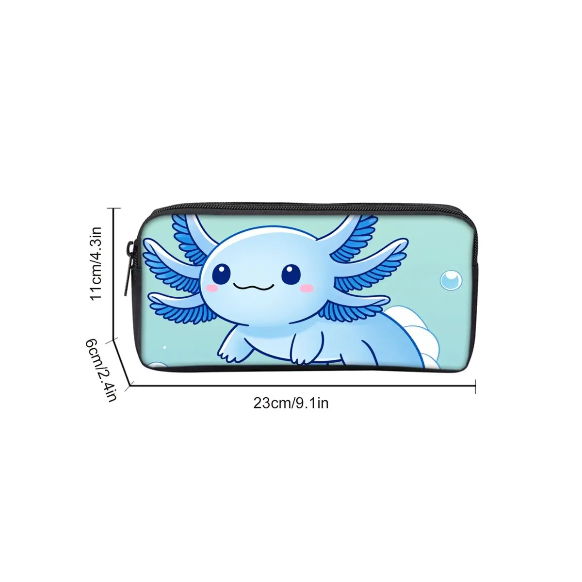 Mexican Axolotl Single Layered Pencil Case for Boy/Girls Best Gifts 2D Flat Cartoon School Supplies Pencil Pouch for Children