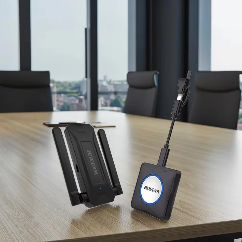 4K Wireless Presentation System Receiver with USB-C/USB-A Transmitter Plug & Play BYOD Screen Mirroring for Meeting Rooms