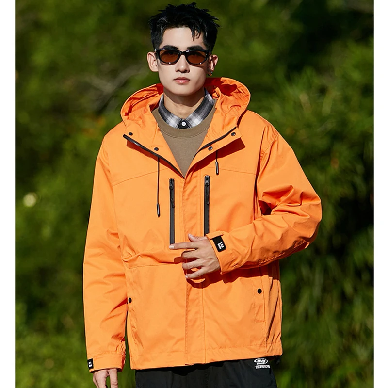 Spring Autumn Men Hiking Assault Jacket Thin Waterproof Sunscreen Couple Coat Casual Versatile Loose Hooded Outdoor Windbreaker