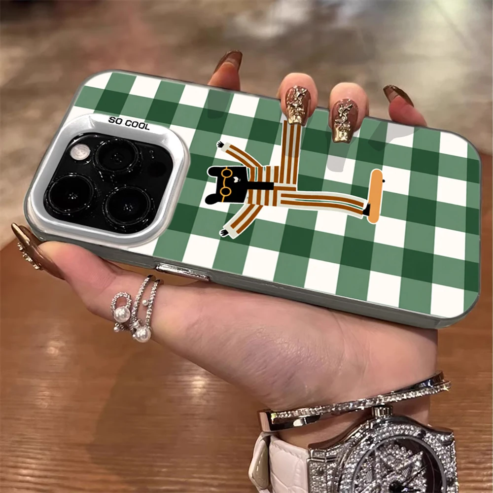 Niedliche grüne karierte lustige Hülle für iPhone 15 Pro Max Hüllen iPhone 17 11 12 13 ProMax 14 15 16 Plus 8 XS XR Stoßfeste TPU IMD Coque – Detail 3