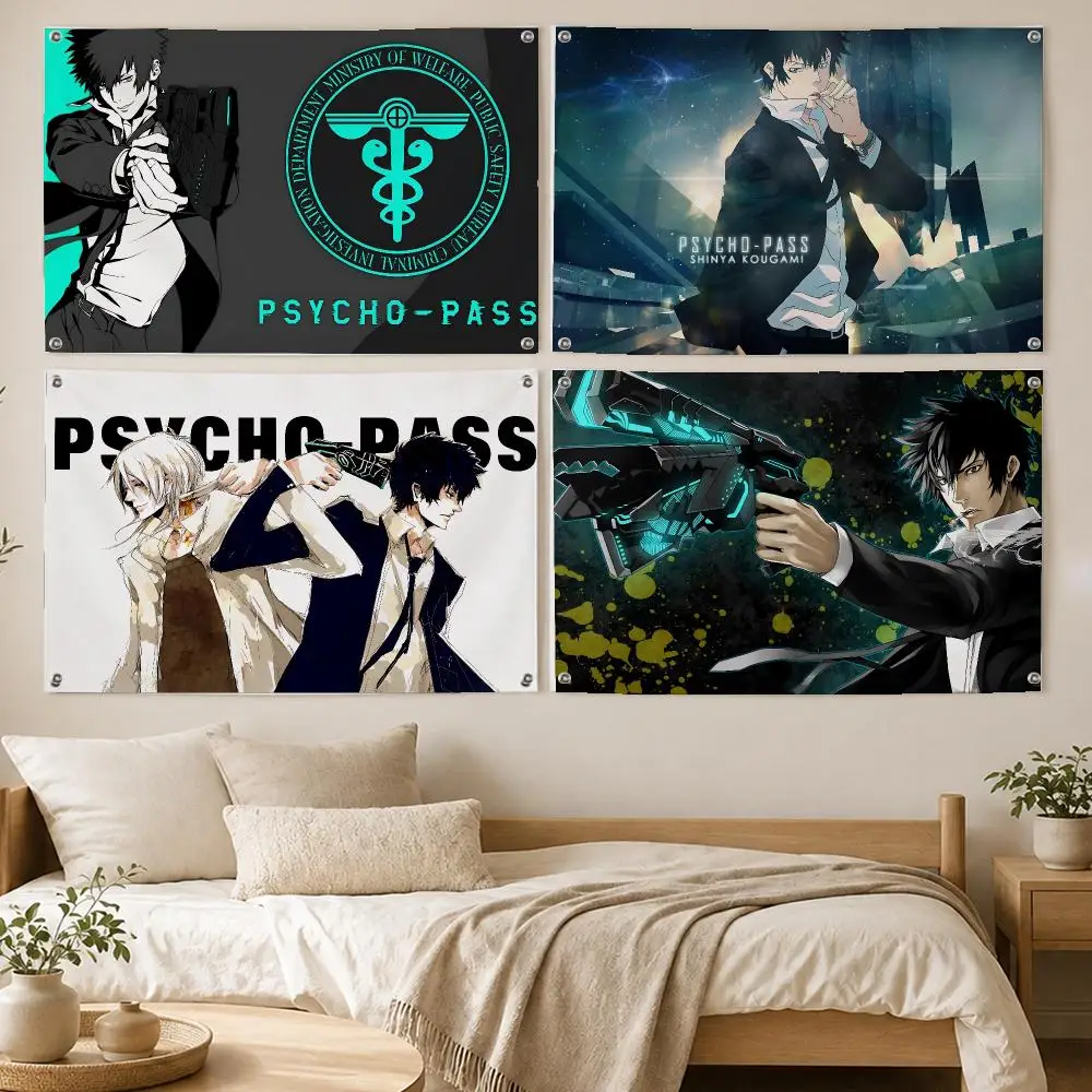 Psycho-Pass Cyberpunk Anime Flags Room Bedroom Home Outdoor Wall Hanging Concert Printed Background Decoration Art Banne