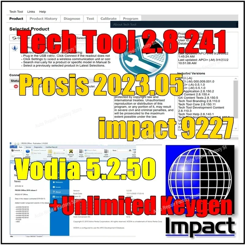 2025 For Volv Premium Tech Tool 2.8.241 APCI 0.5.1.0+ IMPACT9227 + Vodia 5.2.50+ Prosis 2024 Office Keygen Free Remote Install