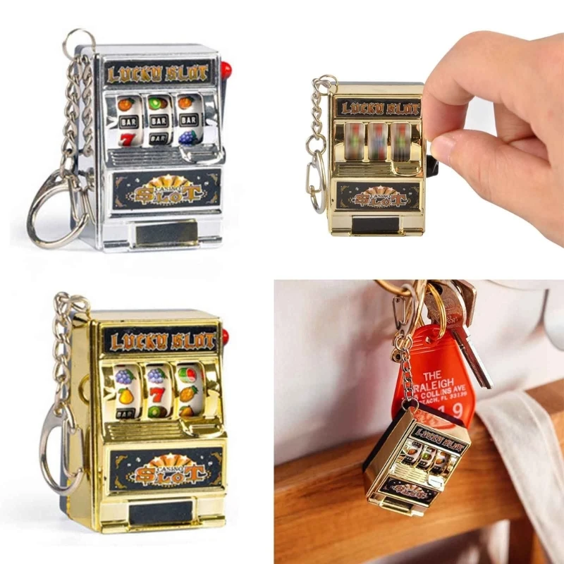 1pc Lucky Jackpot Mini Fruit Slot Machine Fun Birthday Keychain Gift Kids Educational Toy Coin Operated Games Machine