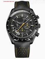 Black Automatic Mechanical Mens Watch Multifunctional Watches New Calendar Sports Brown Leather Customized