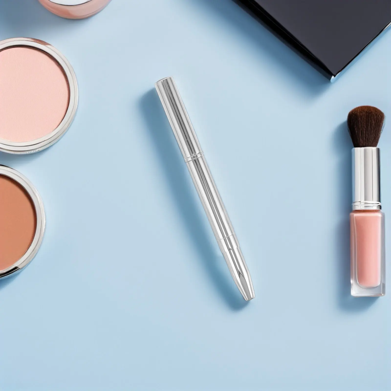 2 pinceles de labios metálicos retráctiles de doble punta con tapa, pincel de precisión para delineador de labios, ideal para difuminar, aplicar brillo y cremas labiales.