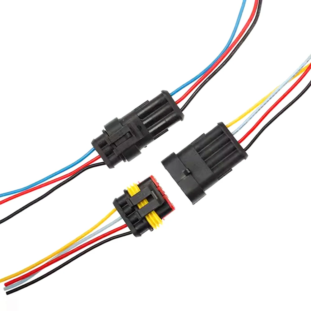 Car Starter Masculino Feminino Docking Conector Selado, Motor Automóvel, Cablagem Plug, 1Set, 1Pin, 2Pin, 3Pin, 4P, 5P, 6Pin