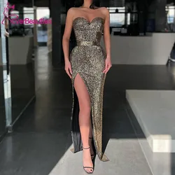 Mermaid Sequins Evening Dresses Side Slit Vestidos Elegantes Para Mujer Sweetheart Abito Cerimoni Donna Prom Dresses for Women