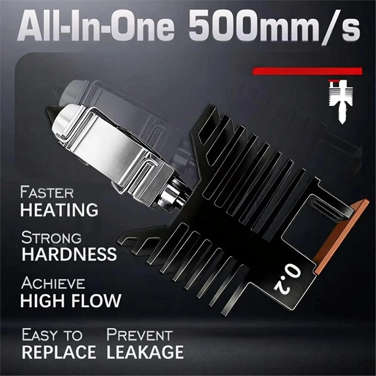 ABAN For U1 Hotend 0.2mm Ceramic Block Kit Integrated Hardened Steel Nozzle for U1 3D Printer