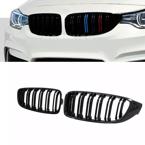 Imagen 1 del producto Rejilla de parachoques delantero de coche, parrilla de carreras para BMW 4 Series F32 F33 F36 M3 F80 M4 F82 12-18, accesorios negros brillantes de doble listón