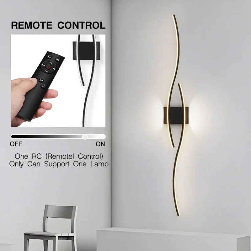 

Nordic Dimmable LED Wall Lights with Remote Control 60/80cm Interior LED Wall Lamps Indoor LED Wall Sconce with Tricolor Lights
