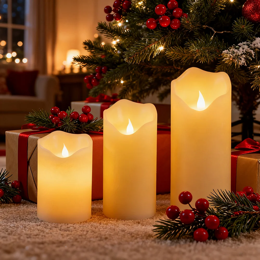 3 قطعة/المجموعة LED ضوء شمعة ، الشموع عديمة اللهب ضوء غير مستو حافة البارافين الشمع ضوء شمع بطارية تعمل LED شمعة ضوء الليل #1