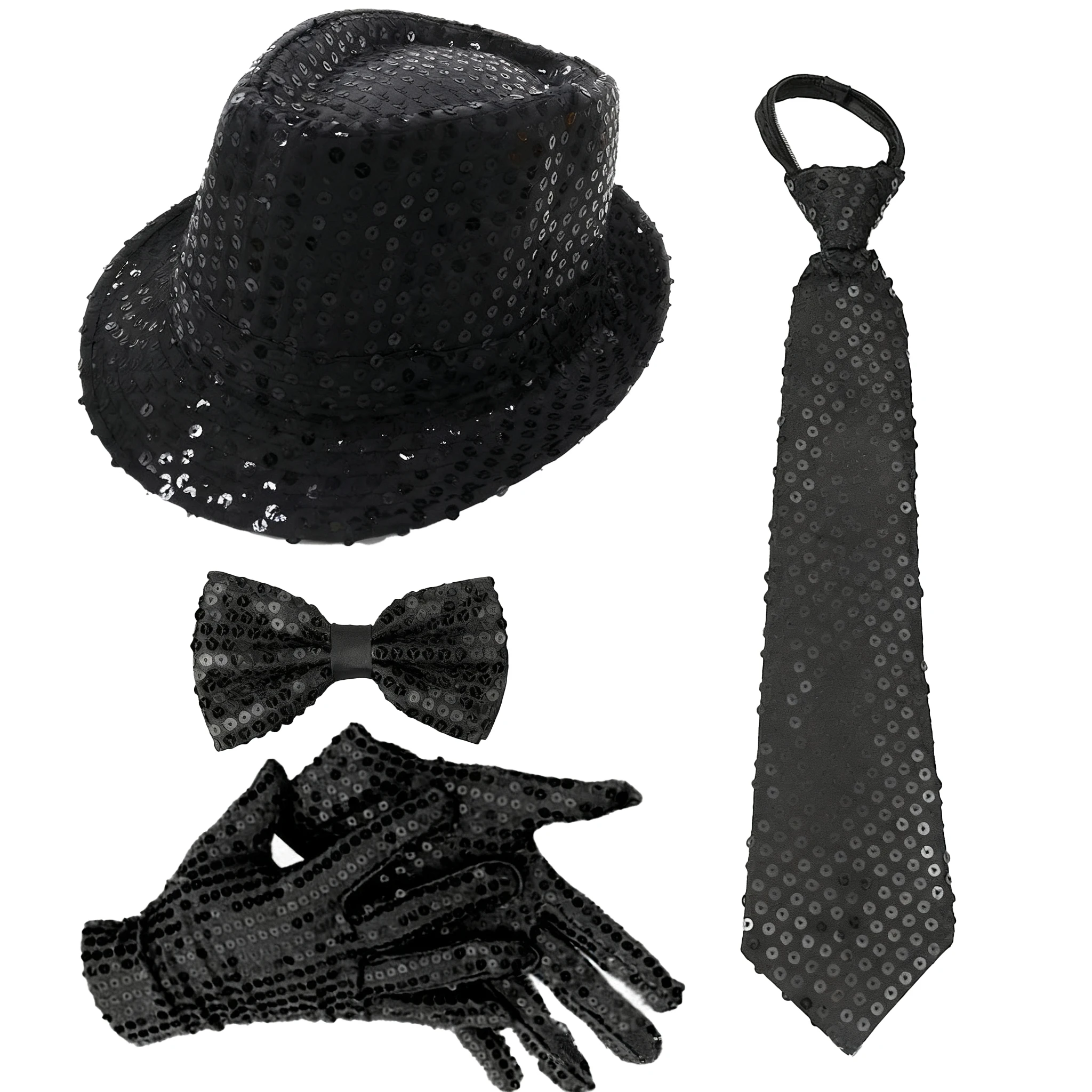 70년대 디스코 공연 소품 스팽글 모자 넥타이 장갑 서스펜더 무대 공연 할로윈 및 크리스마스 의류 액세서리