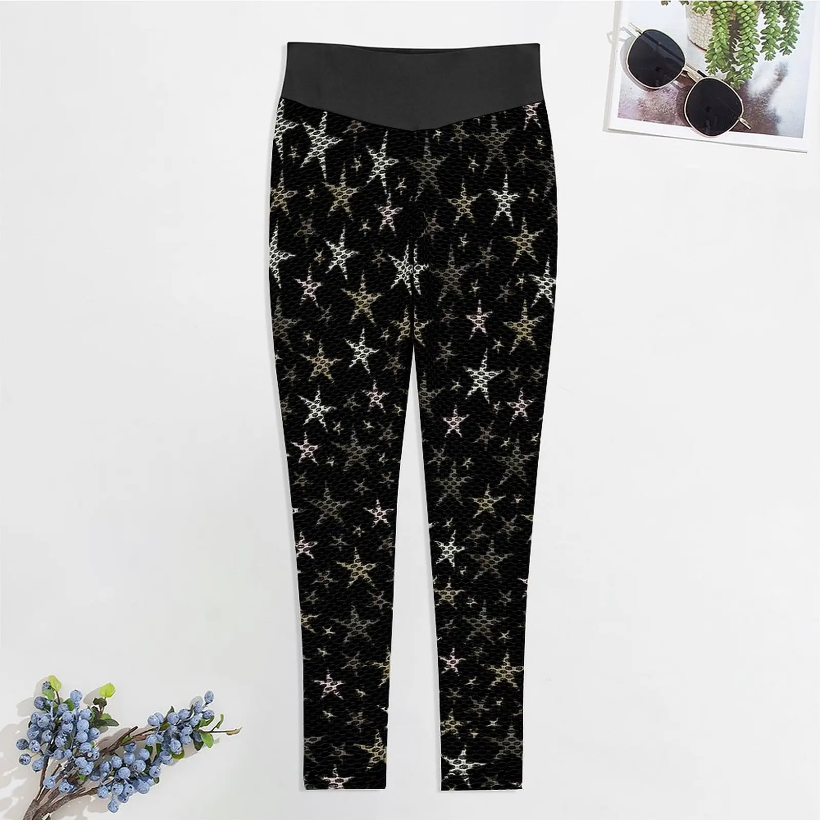 Bright Star Leggings Sexy Schwarz Silber Glänzende Sterne Drucken Hohe Taille Yoga Hosen Süße Dehnbare Leggins Dame Workout Sport Legging