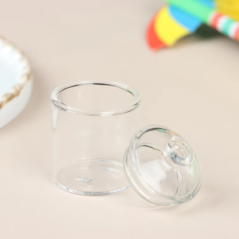 Accessori per la casa delle bambole da gioco con mini barattolo di caramelle in vetro ad alto borosilicato