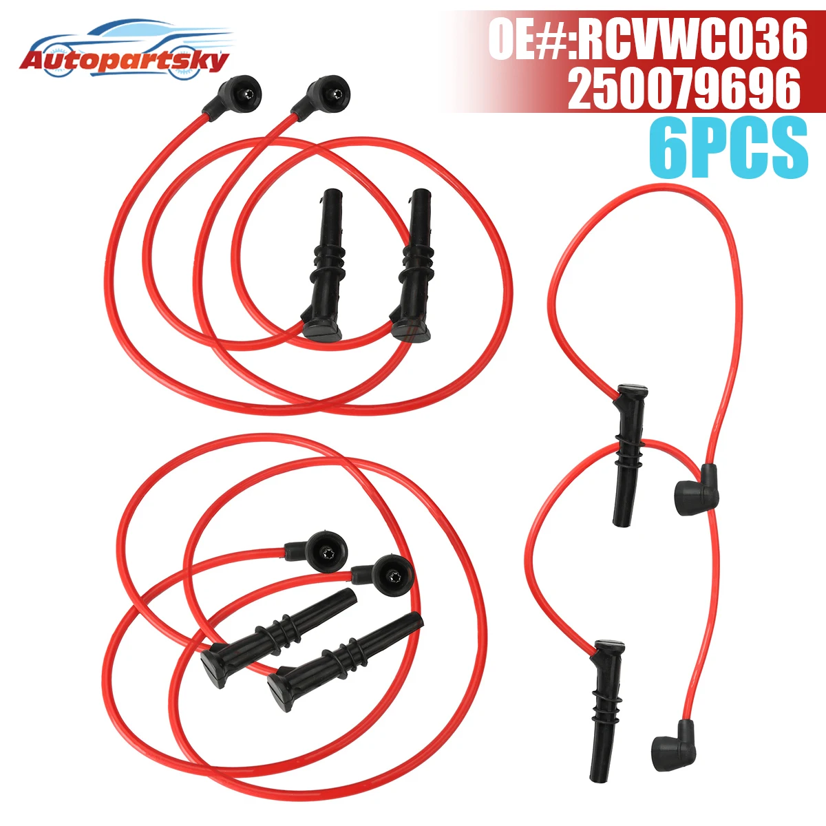 

6X Ignition Spark Plug Wire Cable Set A4 A6 1998 1999 2000 2001 For VW PASSAT 1998 -2005 327702 RCVWC036 VWC036 QW1282 250079696