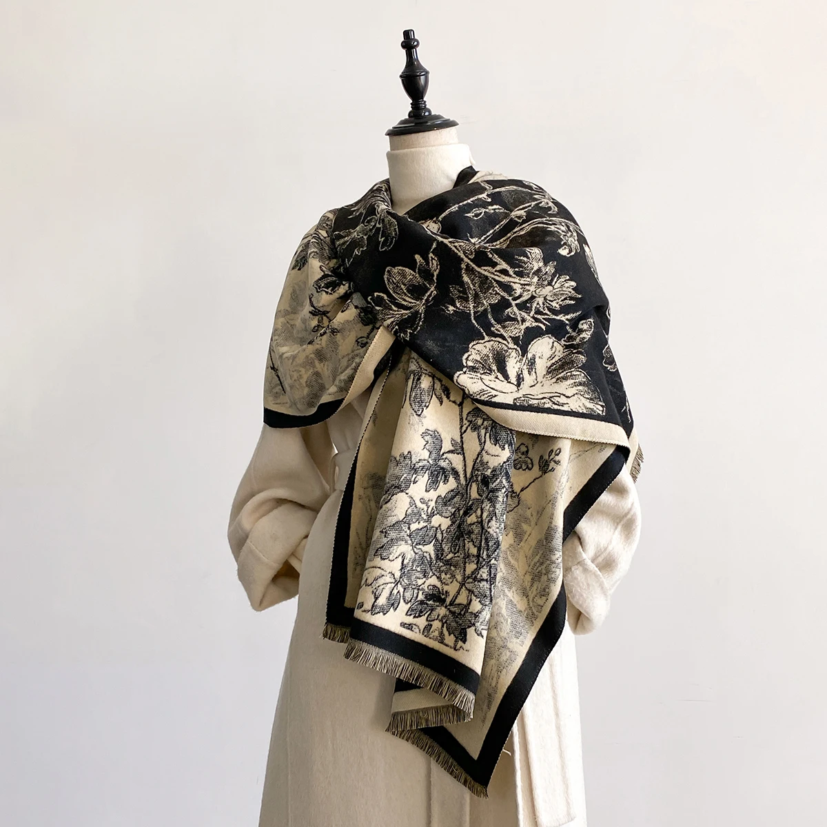 

Женский шарф из искусственного кашемира, роскошный зимний качественный женский двусторонний шарф из пашмины