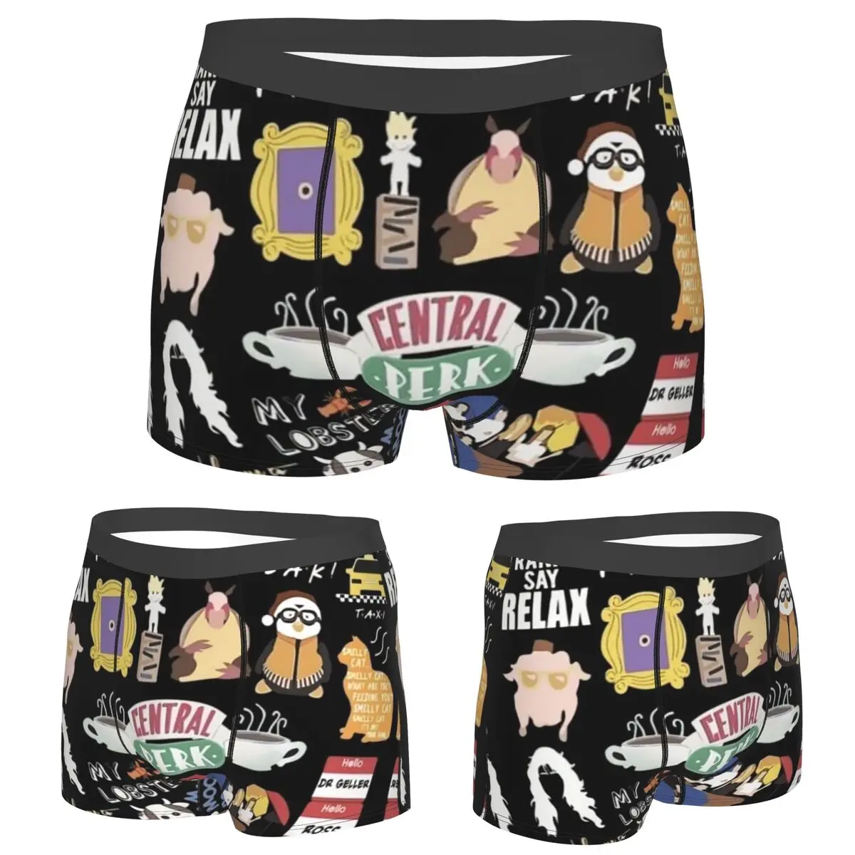 

Трусы-боксеры, шорты унисекс, трусы с забавными друзьями и коллажем, мужское вентилируемое нижнее белье для мужчин, подарки бойфренду