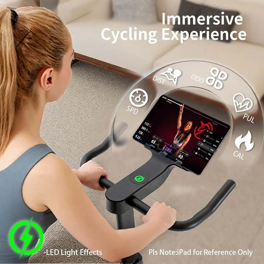 Велотренажер для дома, стационарный велосипед со стабильной треугольной рамой, бесшумное магнитное сопротивление, емкость 300 фунтов, двухступенчатый привод A