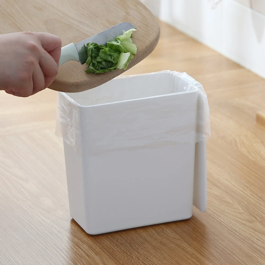 Slim Trash Can Small with Lid Bathroom Garbage Basket Mini Table Waste Bin Kitchen Container Organizer Simple Office