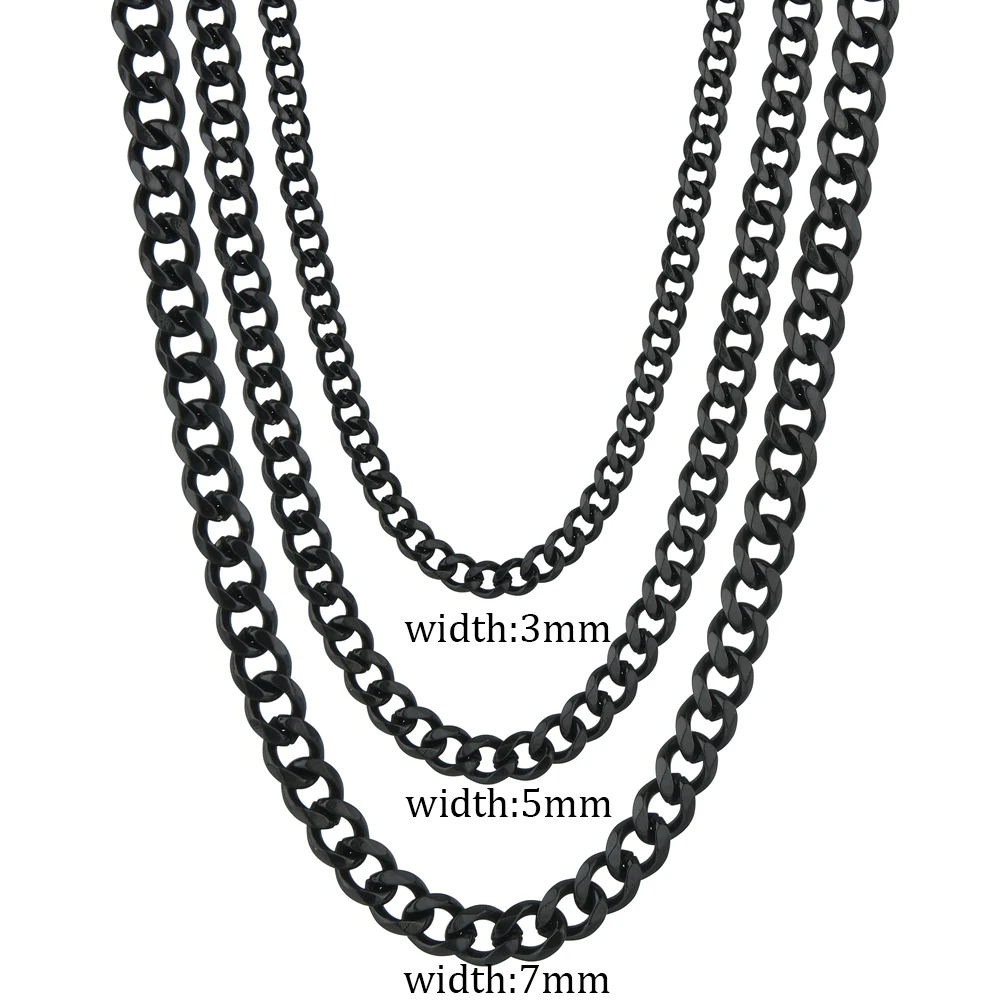 3/5/7mm roestvrijstalen Cubaanse schakelketting klassieke punk persoonlijkheid sieraden eenvoudige mode hiphop paar ketting voor mannen vrouwen