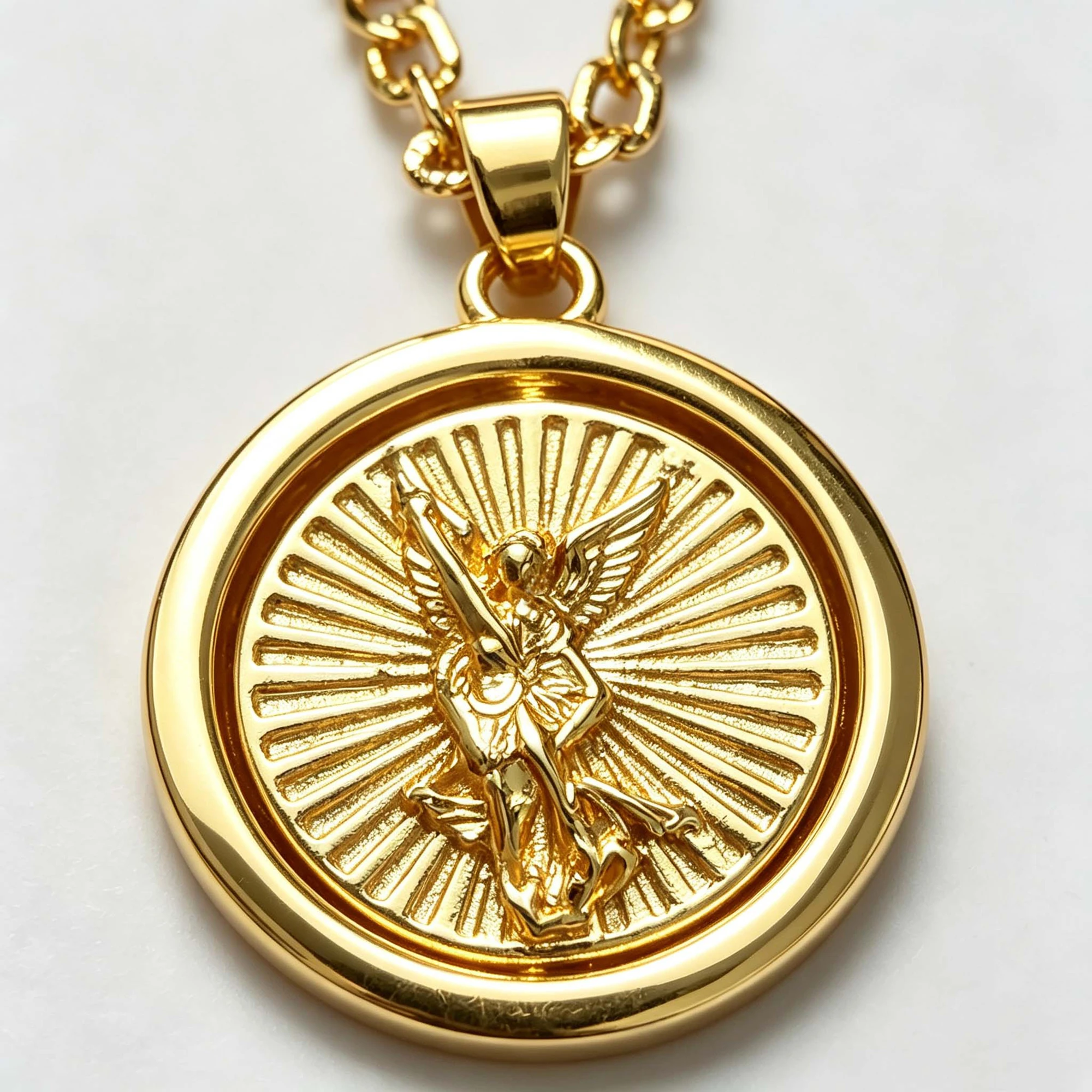 Pure Copper Archangel Michael Rotating Pendant Necklace Unisex Religious Talisman Jewelry Gift for Men Women