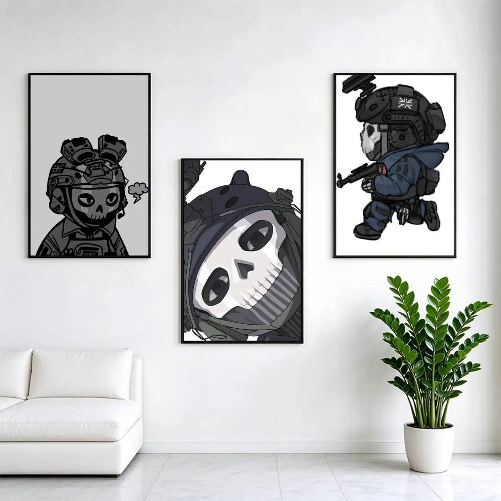 Call of Duty Ghost Chibis  Poster Waterproof Wall Art Sticker For Bar Living Room Vintage Decor High Quality Print Gift