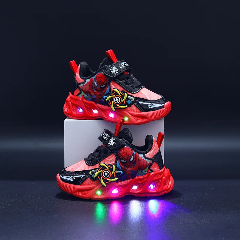 

Disney Cartoon Children Luminous Shoes For Kids Sneakers Boys Girls New LED Lighted Soft Spring Baby Infant Tennis Breathable