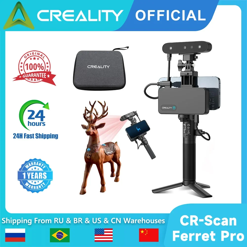 Creality 3D Scanner CR-Scan Ferret Pro WiFi Wireless Scanning Handheld Anti-shake Tracking 0.1mmAccuracy  for iOS Android Phones