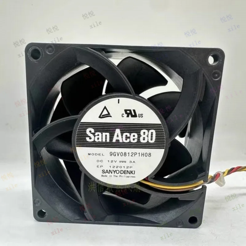 

L+ for Sanyo 8038 9GV081P1H08 DC12V 3A 80*38MM 4-Wire High Airflow Cooling Fan