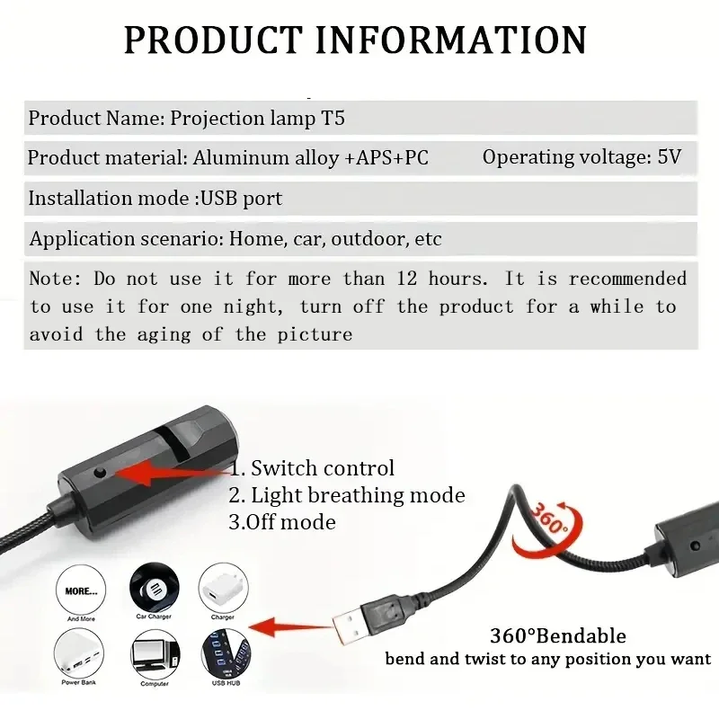 1 Projector Light Moon lamp, LED lamp, blue planet, Rechargeable Moon Star Projection Light Can Rotate Night Light