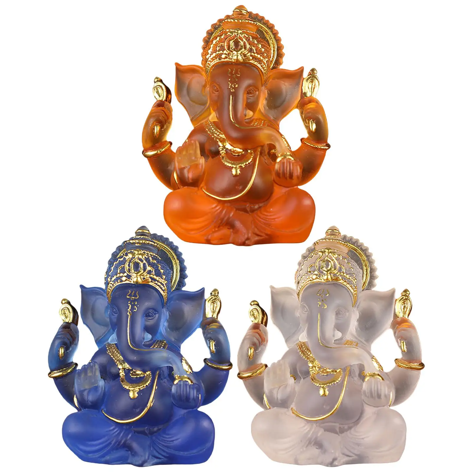 Lord Ganesh Statues Colored Glaze Ganesha Figurine for Car Ornaments Crafts