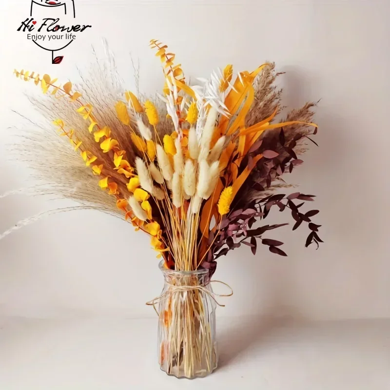 Natural Dried Flowers Pampas Grass Bouquet Garden Wedding Decoration Fluffy Bunny Tail Party Christmas Decor Photography Props