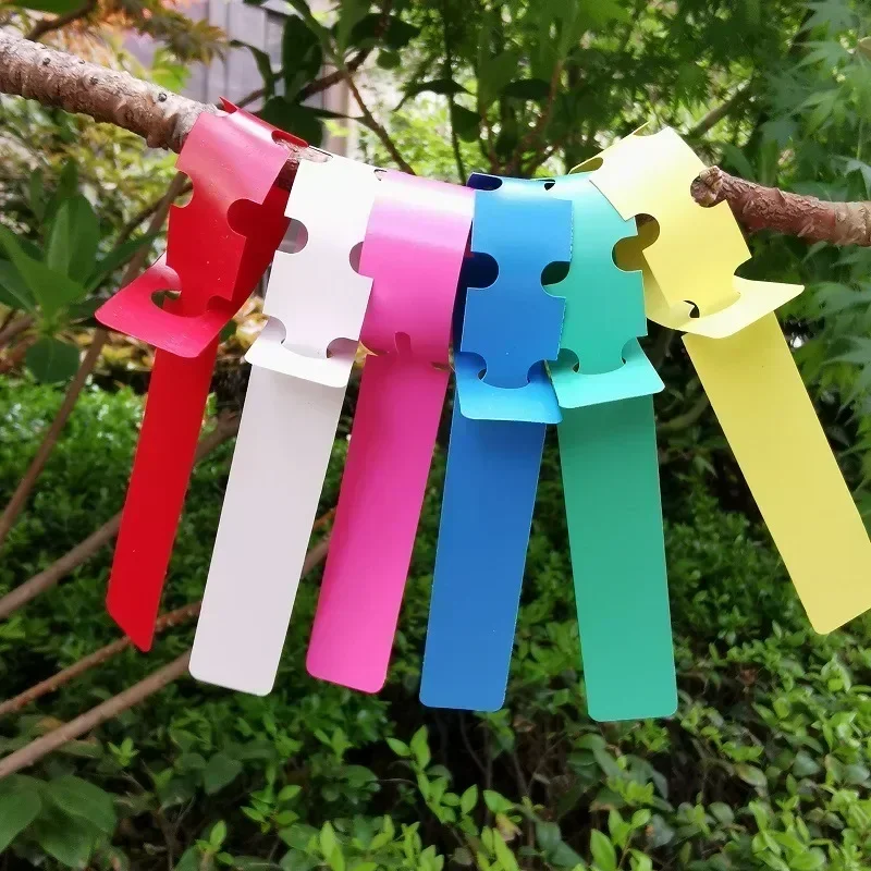 100PC Reusable Plastic Tree Tags, Waterproof Adjustable Wrap Around Hanging Labels, Durable Garden Plant Tags with Writing Surfa