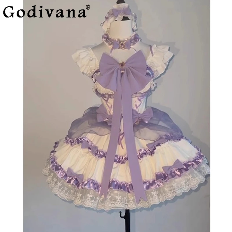 

Фиолетовое балетное поэзическое вечернее платье в стиле Лолиты, женское платье высокого класса, милое студенческое дневное платье, женское праздничное платье принцессы