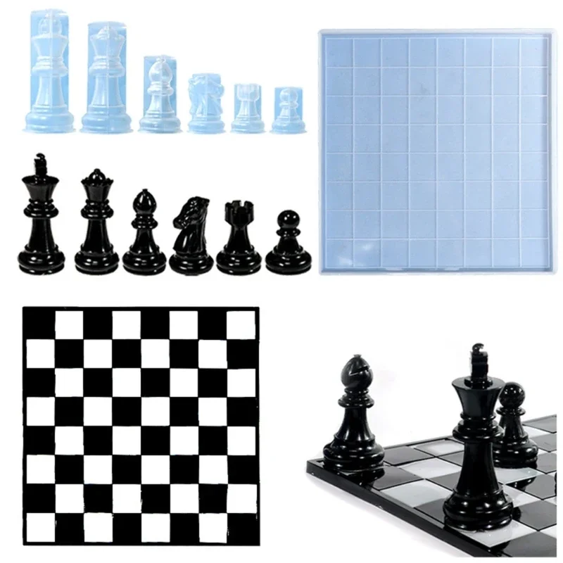 Resin Chess Pieces Mold Set Silicone Chess Molds Set Epoxy Resin Casting Mould Board Games Moulds for Home Decorations