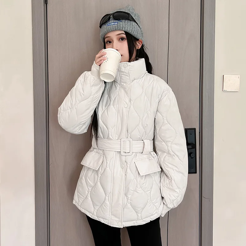 Parkas Women Short Coats Stand Collar Tight Waist Jackets Thick Warm Y2k Streetwear Elegant Jacket Work Coat Autumn Winter 2025