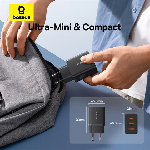 Зарядное устройство Baseus 30W USB-C PD QC3.0, 3 порта, быстрая зарядка — изображение товара