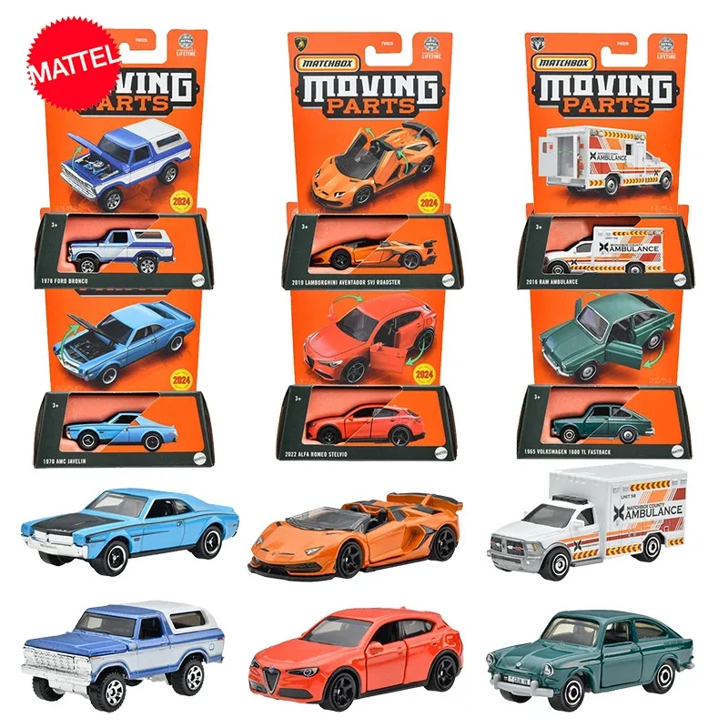 Original Mattel Toys Matchbox Car Moving Parts 1/64 Amc Javelin Ford Bronco Alfa Romeo Stelvio Vehicle Model Gift for Collectors