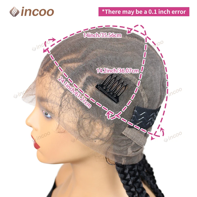 36 بوصة الاصطناعية فولاني شعر مستعار مضفر مع شعر الطفل كامل الدانتيل اليدوية Cornrows عالية ذيل حصان مضفر الدانتيل الباروكات للنساء السود