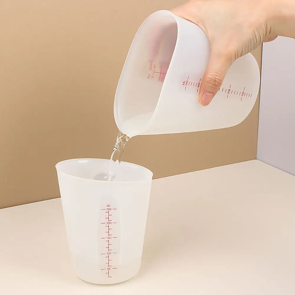 1Pcs Transparent Silicone Measuring Cup with Scale 125/250/500ml Epoxy Resin Glue Mixing Cup DIY Gypsum Plaster Heat Resistant