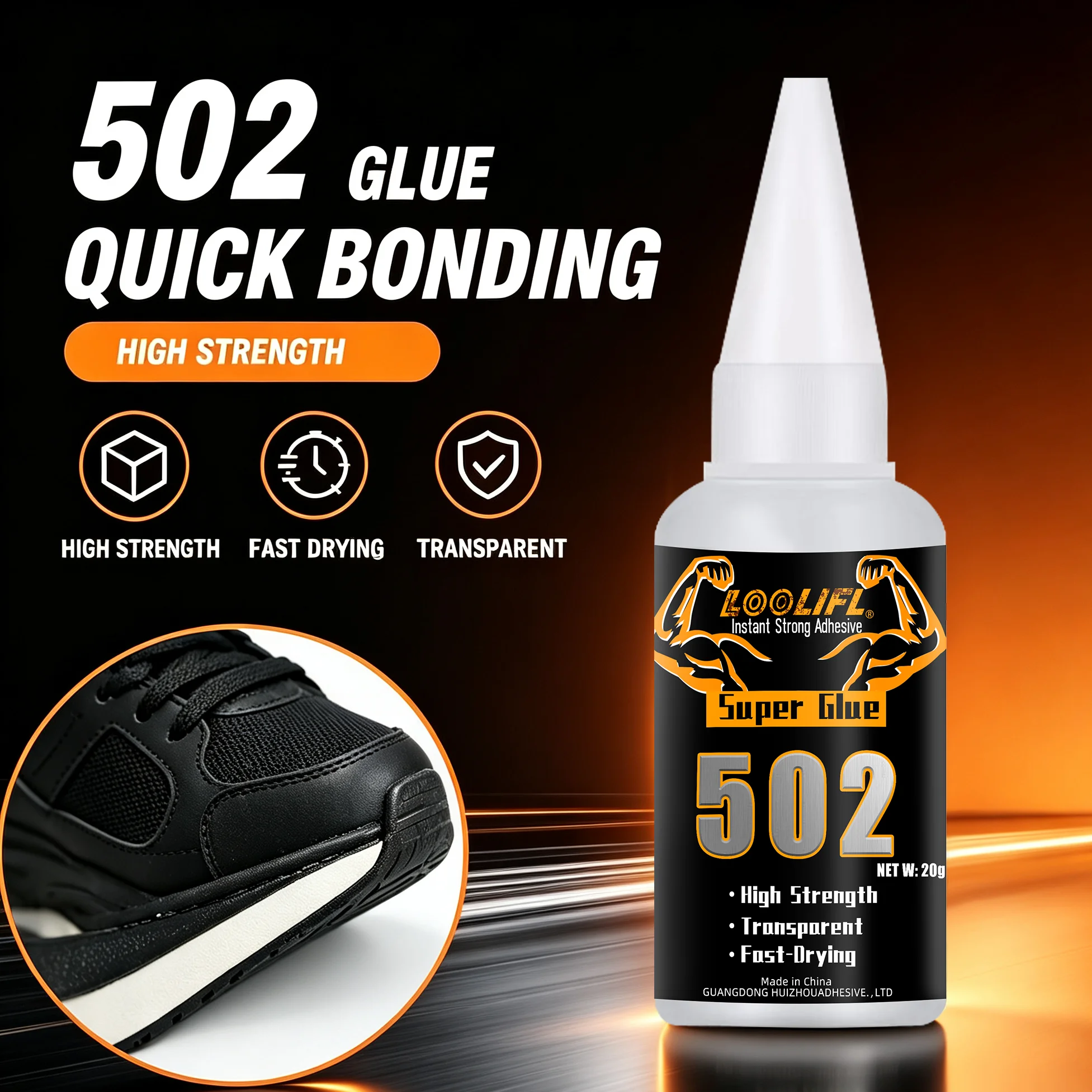 Colle Super Glue liquide 502, 20g (1-5 paquets), ultra-rapide, fine et forte, pour plastiques durs, travaux manuels, céramiques, métaux, etc.