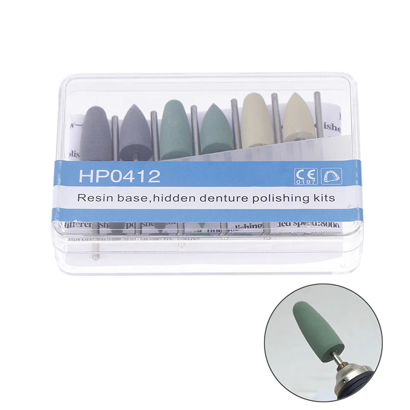 HP0412 12pcs/Kit Dental Resin Base Hidden Denture Polishing Kits for Low Speed Contra Angle Handpiece Dentistry Tools