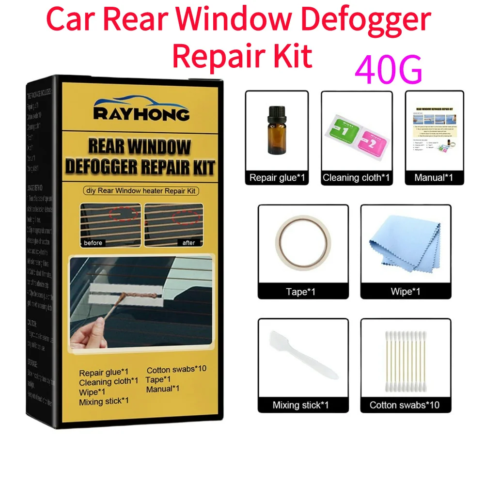 Kit de réparation de désembueur de vitre arrière de voiture 40G, bricolage, réparation rapide, lignes de grille de chauffage, réparation de lignes de verre de chauffage, grille de dégivreur, accessoires de voiture