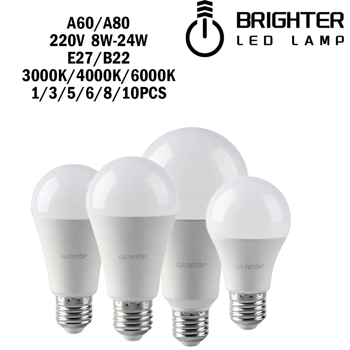 

Led Bulb Real Power 8W-24W 3000K/4000K/6000K E27 B22 AC220V Super Bright Without Strobe Light for Bedroom, Living room, Kitchen