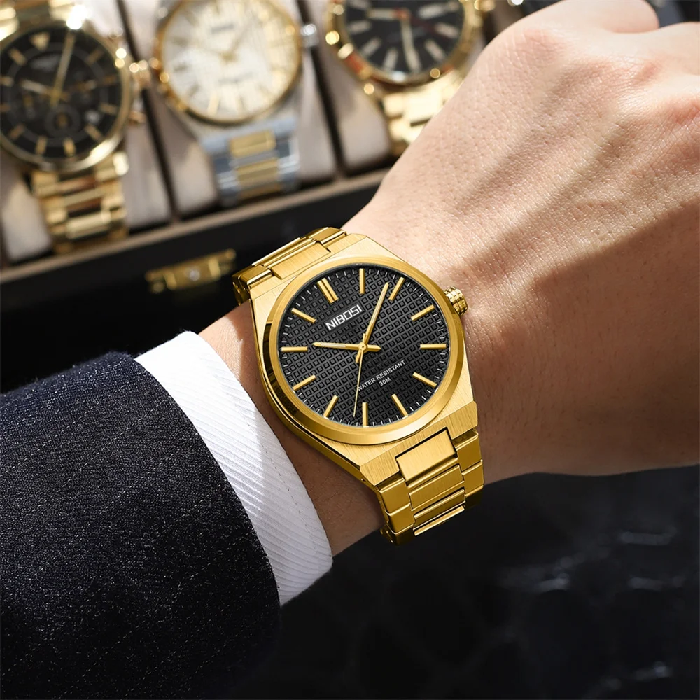 NIBOSI New Fashion Design Quartz Watch for Men Stainless Steel Waterproof Luxury Wristwatch Male Sports Clock Relogio Masculino