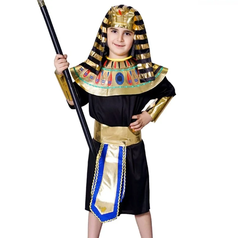 

Children's Halloween Party Pharaoh Costume King Prince Party Clothes T Role Play Long Robe Performance Traditional Chinese Et...