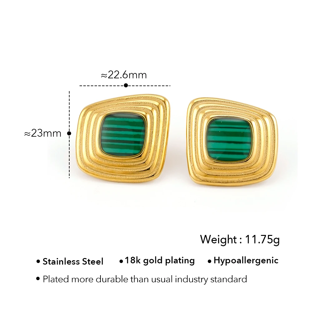ENFASHION Aretes De Mujer Geometry Striped Acrylic Stud Earrings For Women's Stainless Steel 18K Gold Plated Jewelry E251767
