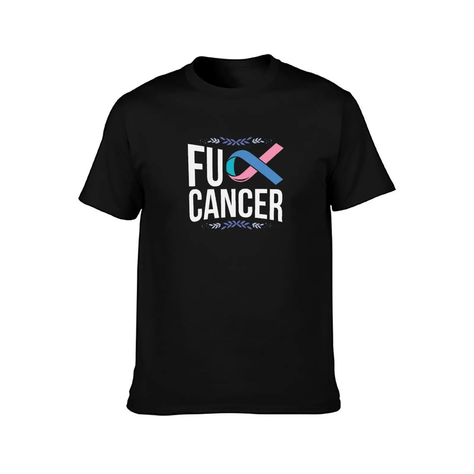 Thyroid Cancer Awareness Support Blue Teal Pink T-Shirt custom shirt tops anime t shirts anime tshirt vintage t shirt men