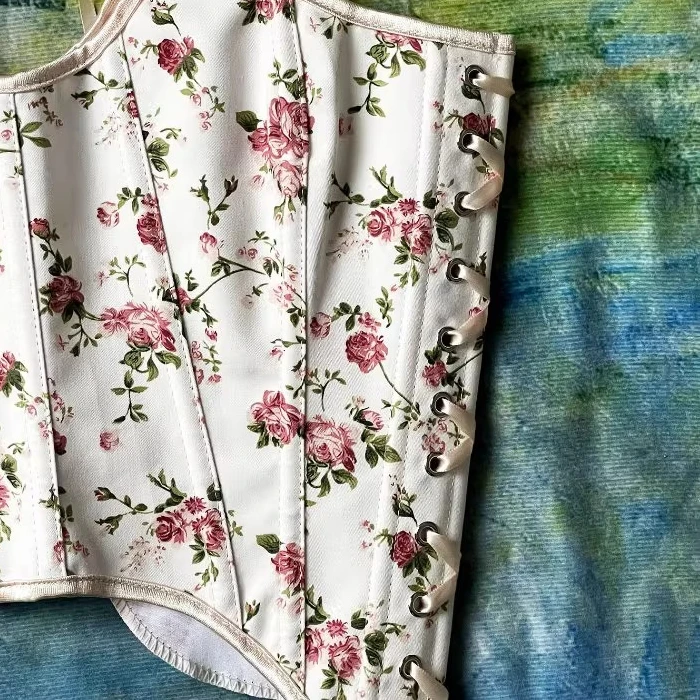 

Vintage Corset Tops To Wear Out Floral Corsets Bustier Crop Top Tank Lace Up Women Flower Camisole